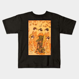 "Woodcut" by Chobunsai Eishi (1792-1793) TECHNICOLOR REMASTERED Kids T-Shirt